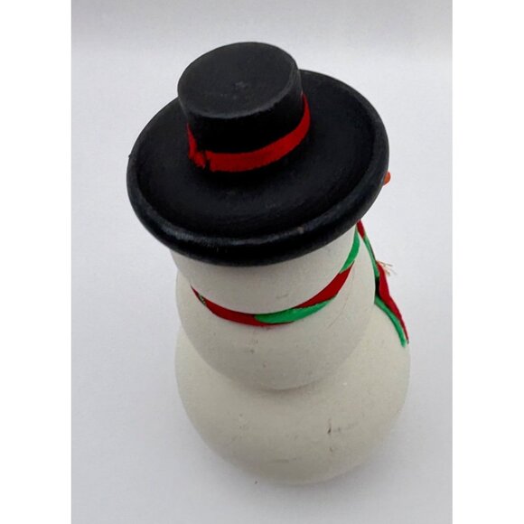 Vintage Classic Snowman Christmas Figurine Black Top Hat Hand Painted - Picture 7 of 8
